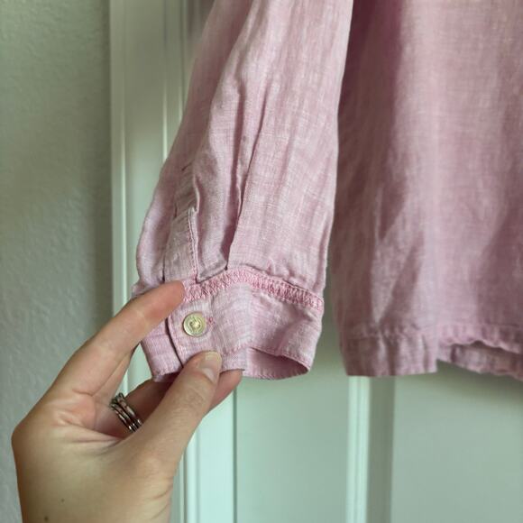 Poetry Women’s 100% Linen Light Pink Pullover Long Sleeve Top Beachy Sz 16 - Picture 5 of 15